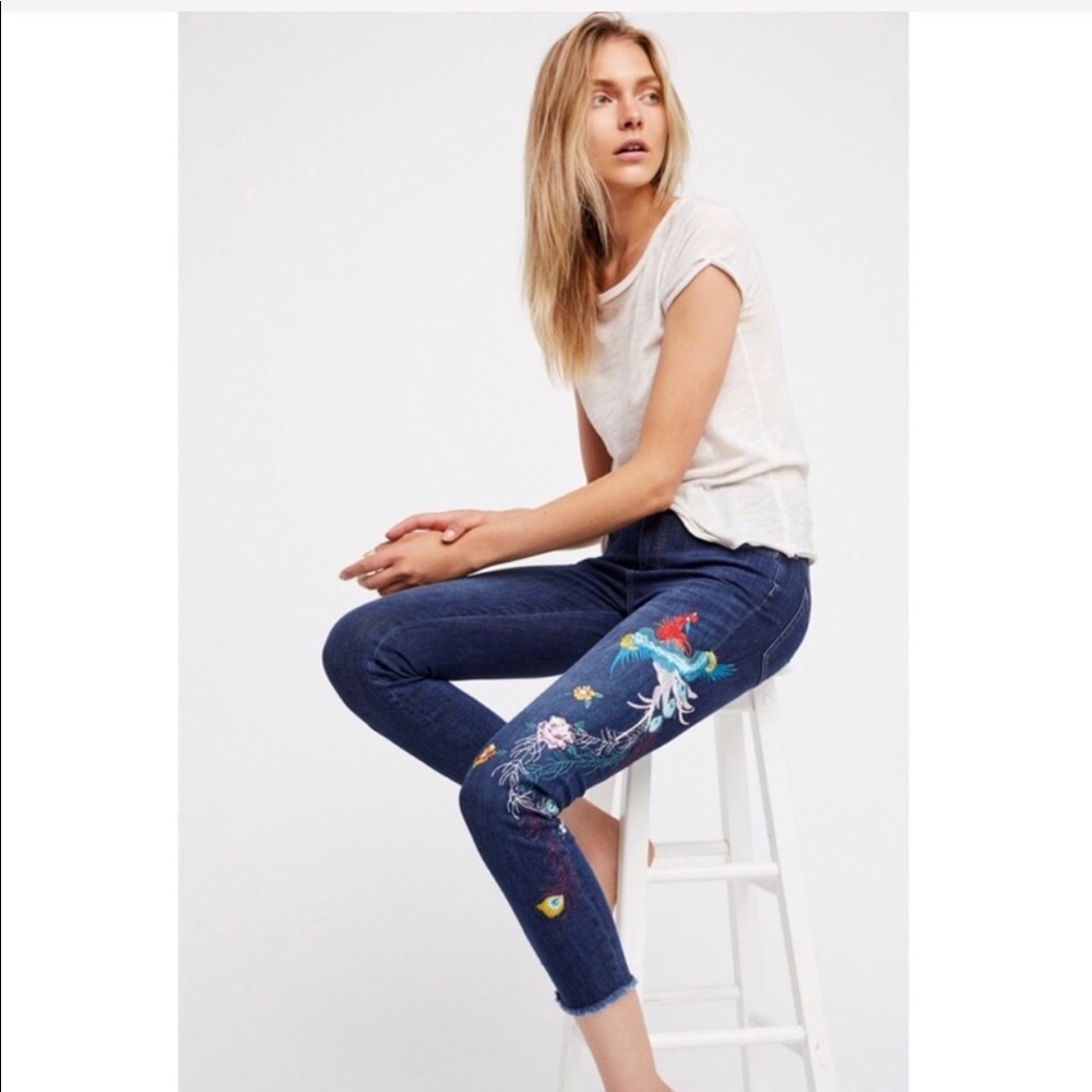 Free People embroidered ankle skinny - Picture 6 of 7